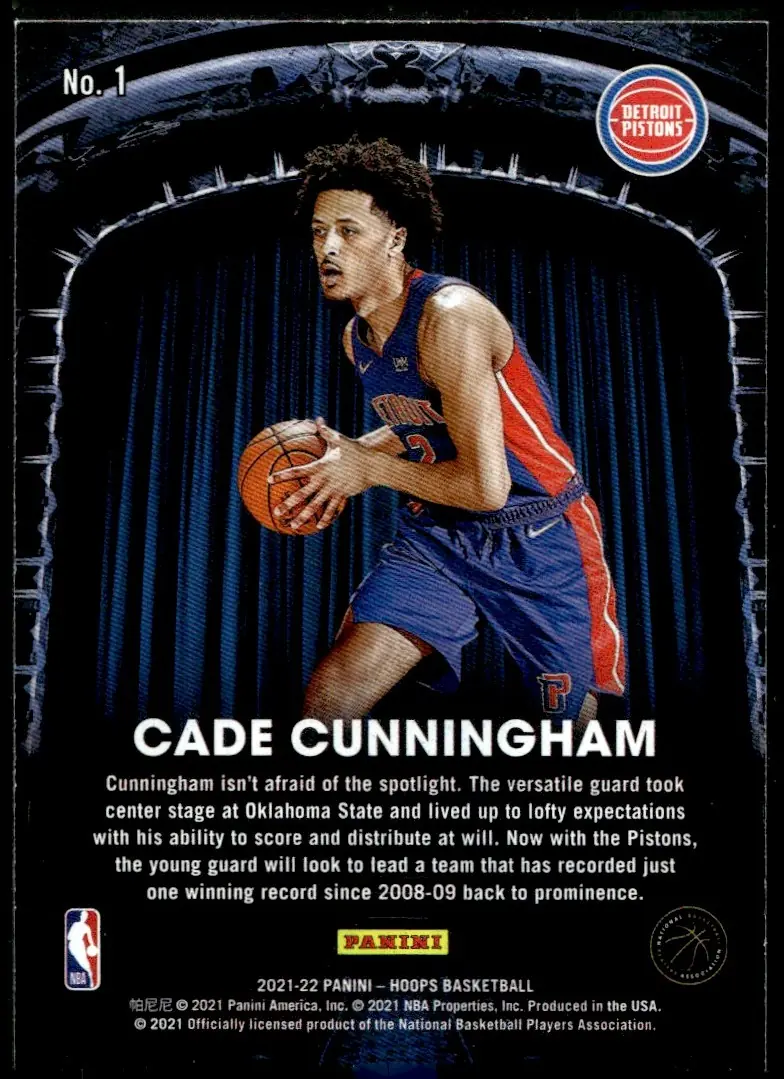 2021-22 NBA Hoops #1 Cade Cunningham (back)