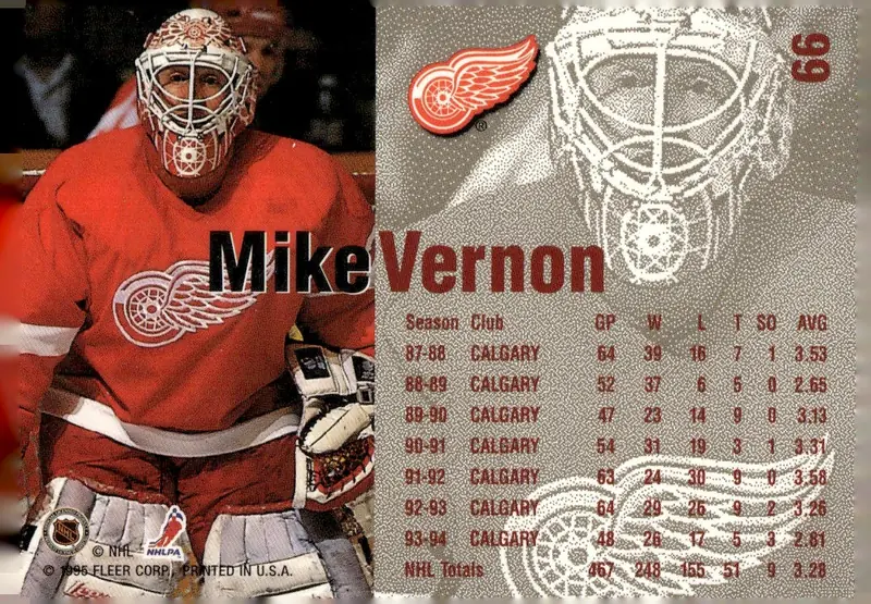 1994-95 Fleer #66 Mike Vernon (back)