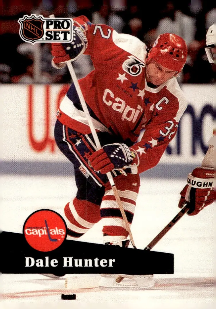 1991-92 Pro Set #506 Dale Hunter – English base (front)