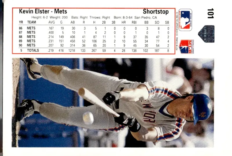 1991 Upper Deck #101 Kevin Elster (back)