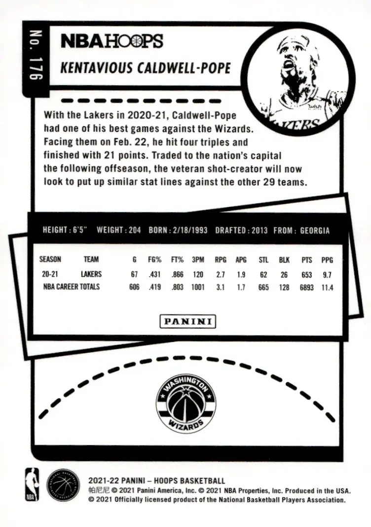 2021-22 NBA Hoops #176 Kentavious Caldwell-Pope (back)