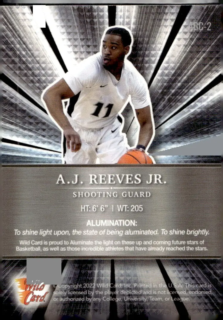 2021-22 Wild Card Alumination Basketball Edition #ABC-2 A.J. Reeves Jr. (back)
