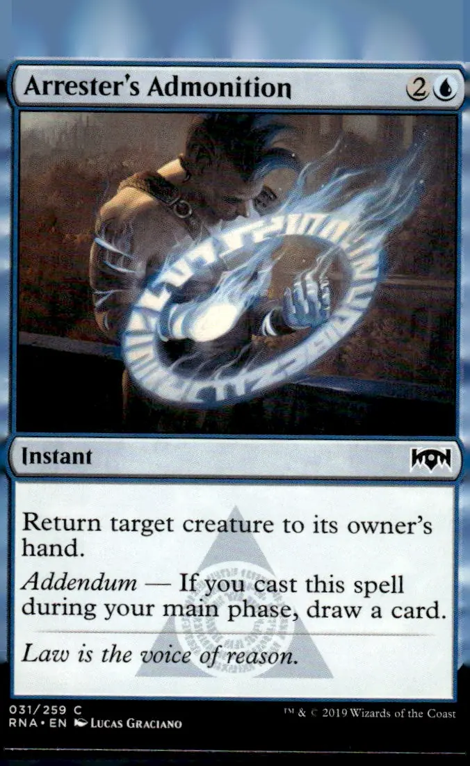 2019 Ravnica Allegiance (RNA) #031/259 Arrester's Admonition (front)