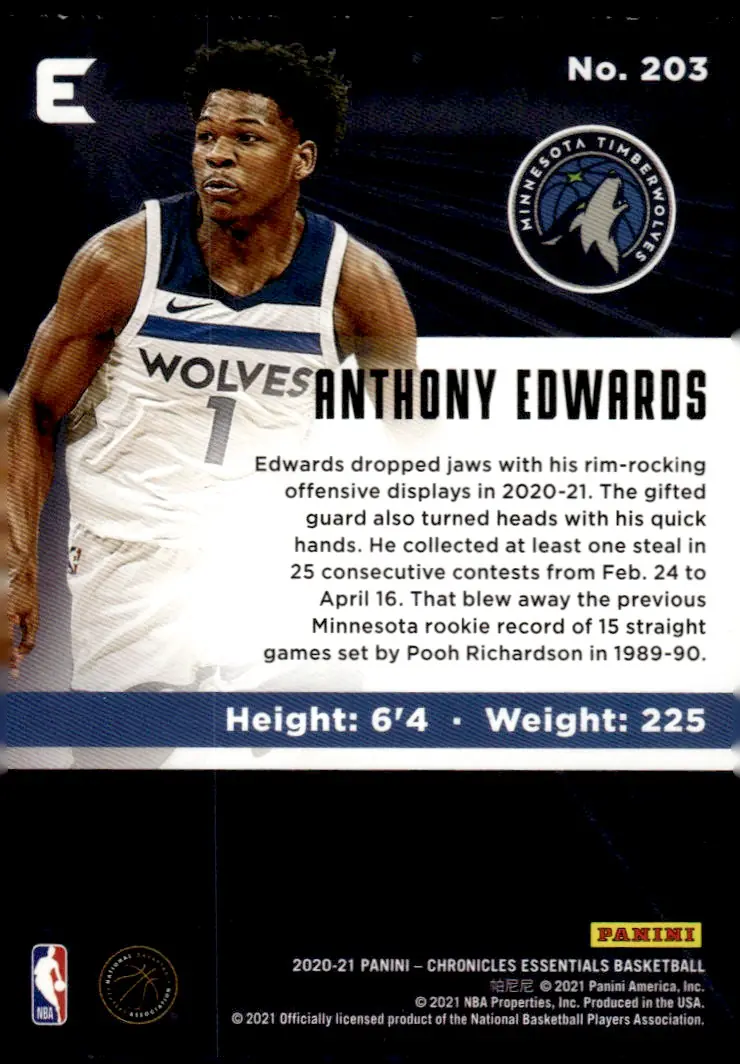2020-21 Chronicles #203 Anthony Edwards (back)