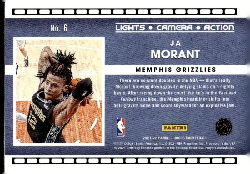 2021-22 NBA Hoops #6 Ja Morant (back)