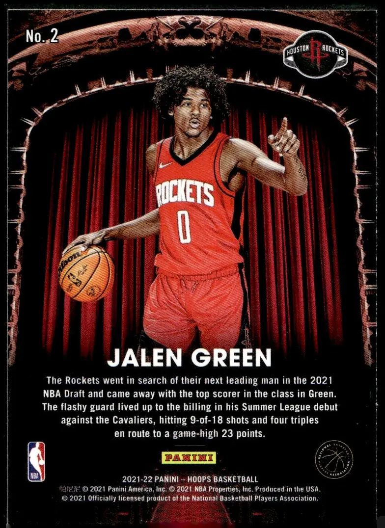 2021-22 NBA Hoops #2 Jalen Green (back)