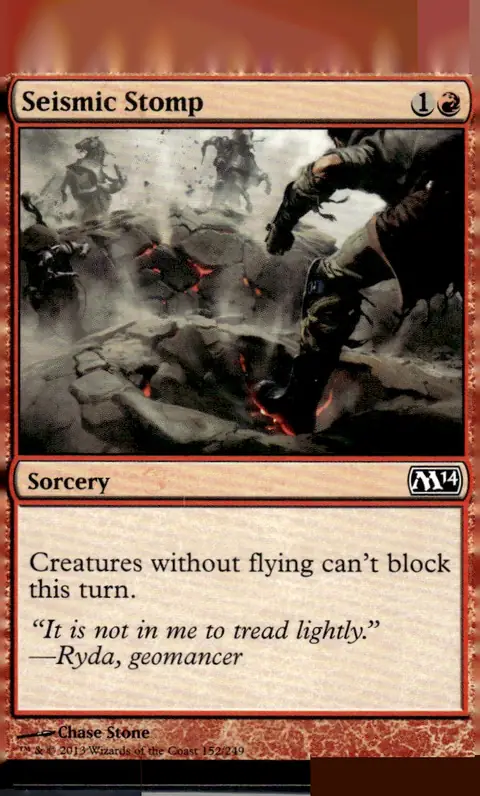 2013 Magic 2014 Core Set (M14) #152/249 Seismic Stomp (card name); art by Chase Stone