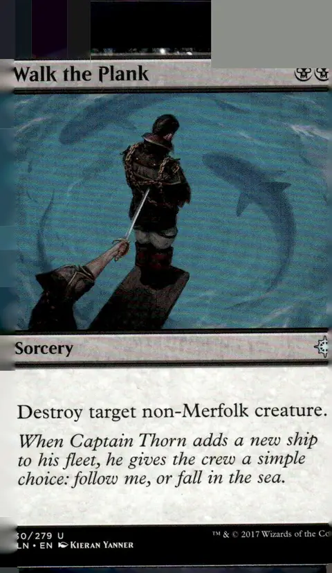 2017 Ixalan (XLN) #130/279 Walk the Plank (card name); art by Kieran Yanner