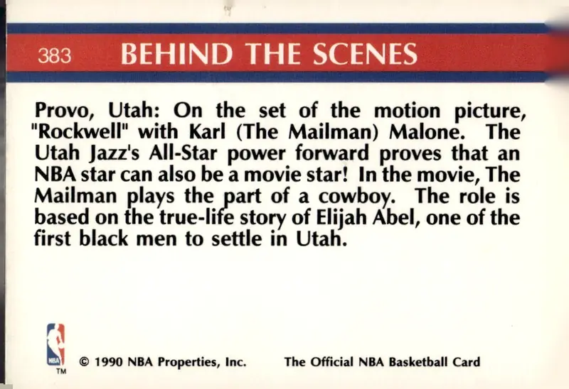1990-91 NBA Hoops #383 Karl Malone (back)