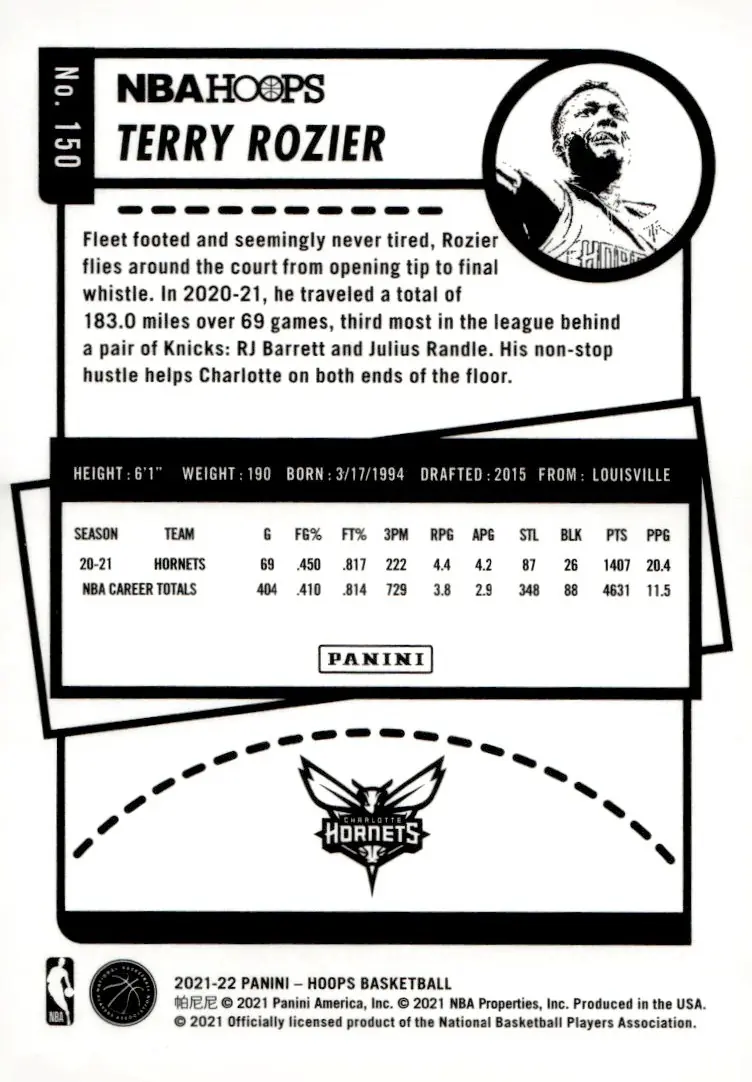 2021-22 NBA Hoops #150 Terry Rozier (back)