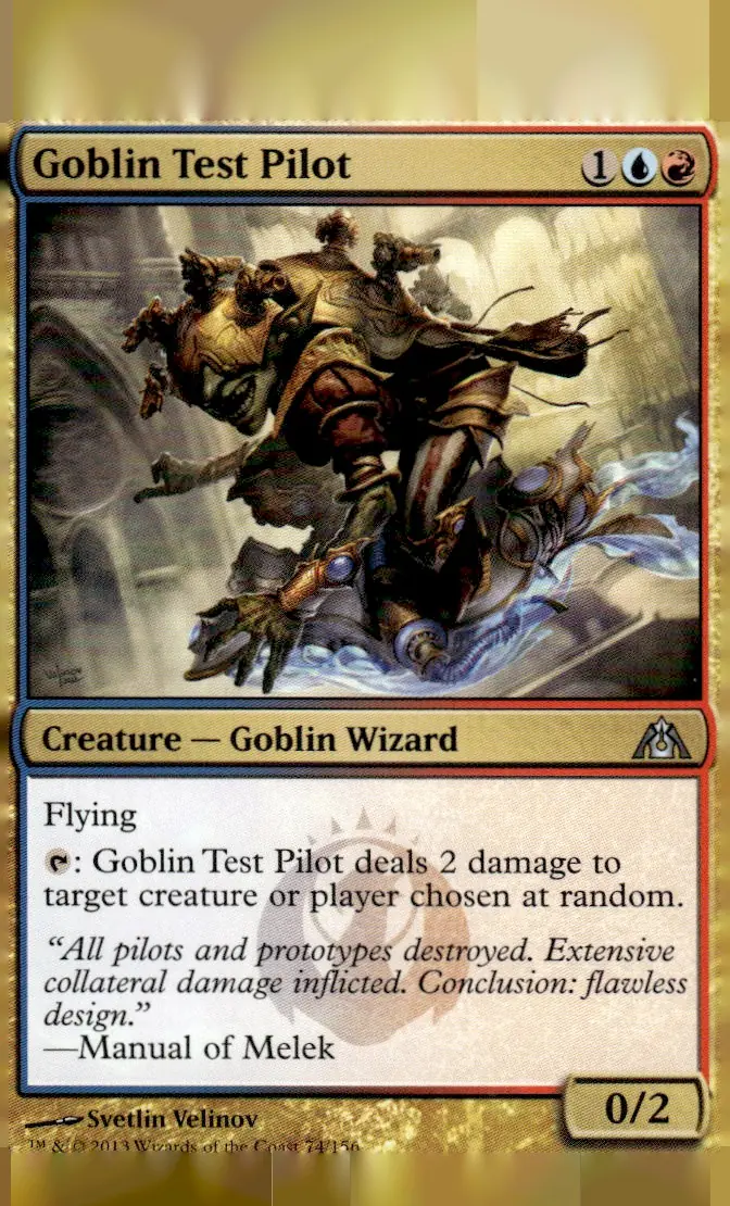 2013 Dragon's Maze #74/156 Goblin Test Pilot (front)