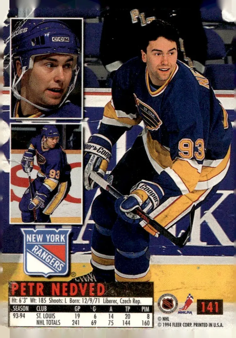 1994-95 Ultra #141 Petr Nedved (back)