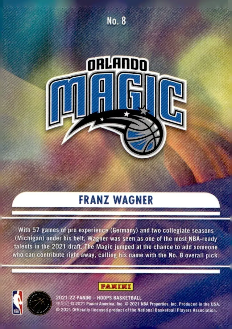 2021-22 NBA Hoops #8 Franz Wagner (back)
