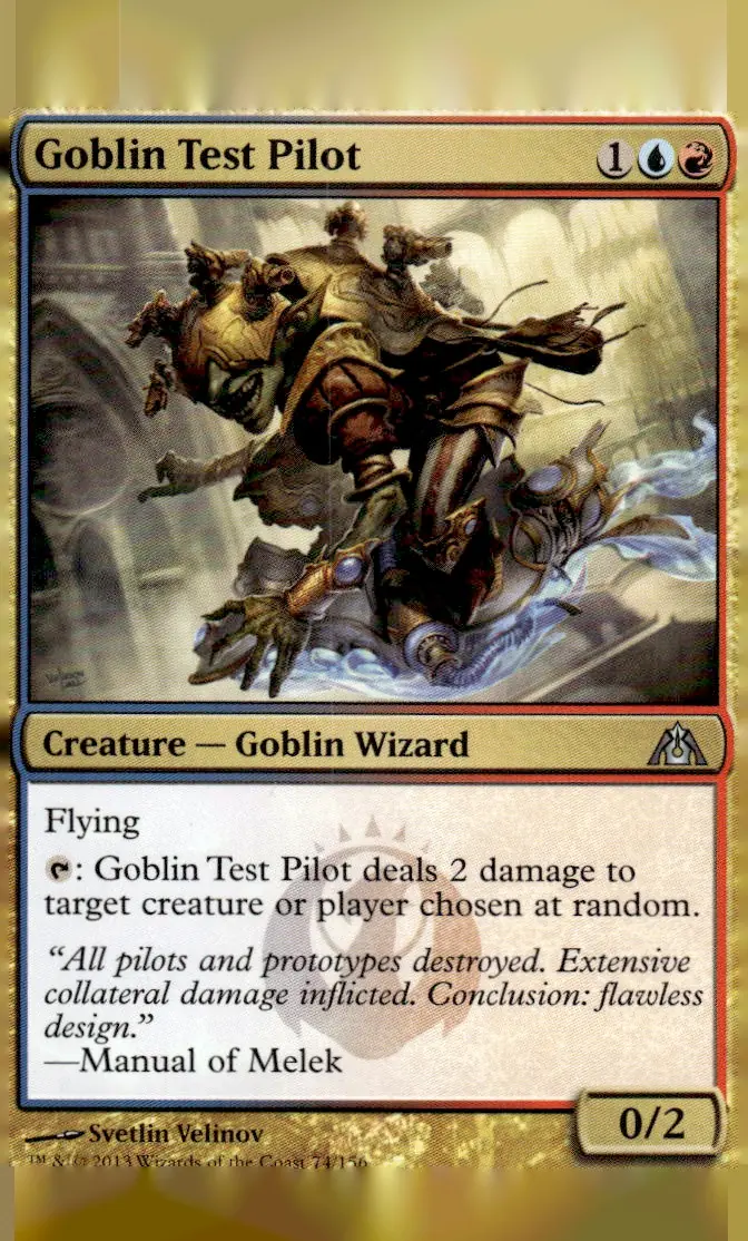 2013 Dragon's Maze #74/156 Goblin Test Pilot (front)