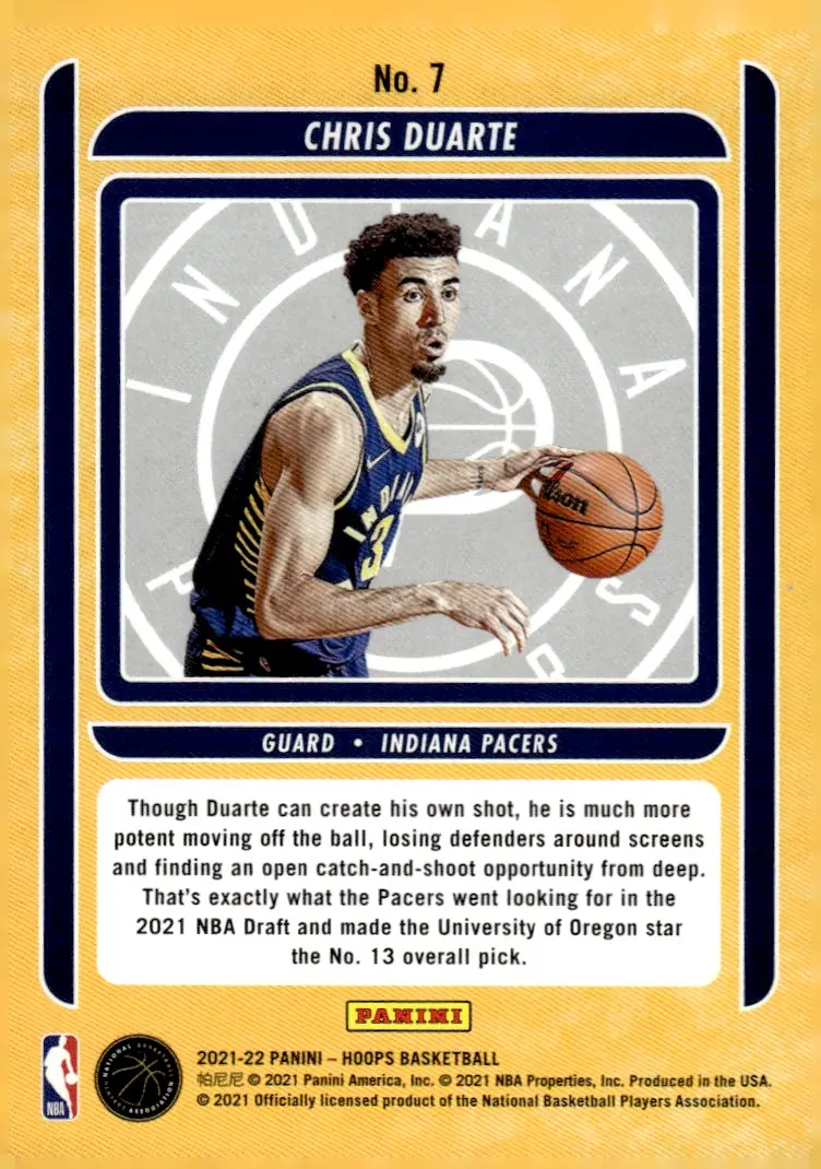 2021-22 NBA Hoops #7 Chris Duarte (back)