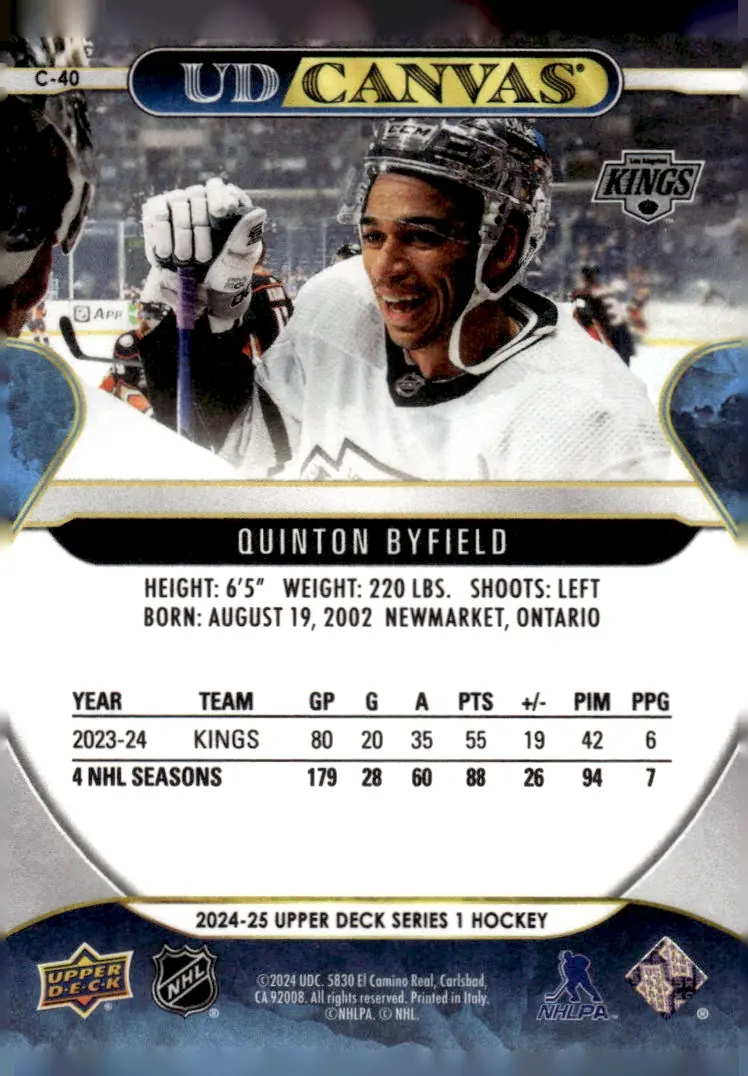 2024-25 Upper Deck Series 1 #C-40 Quinton Byfield (back)