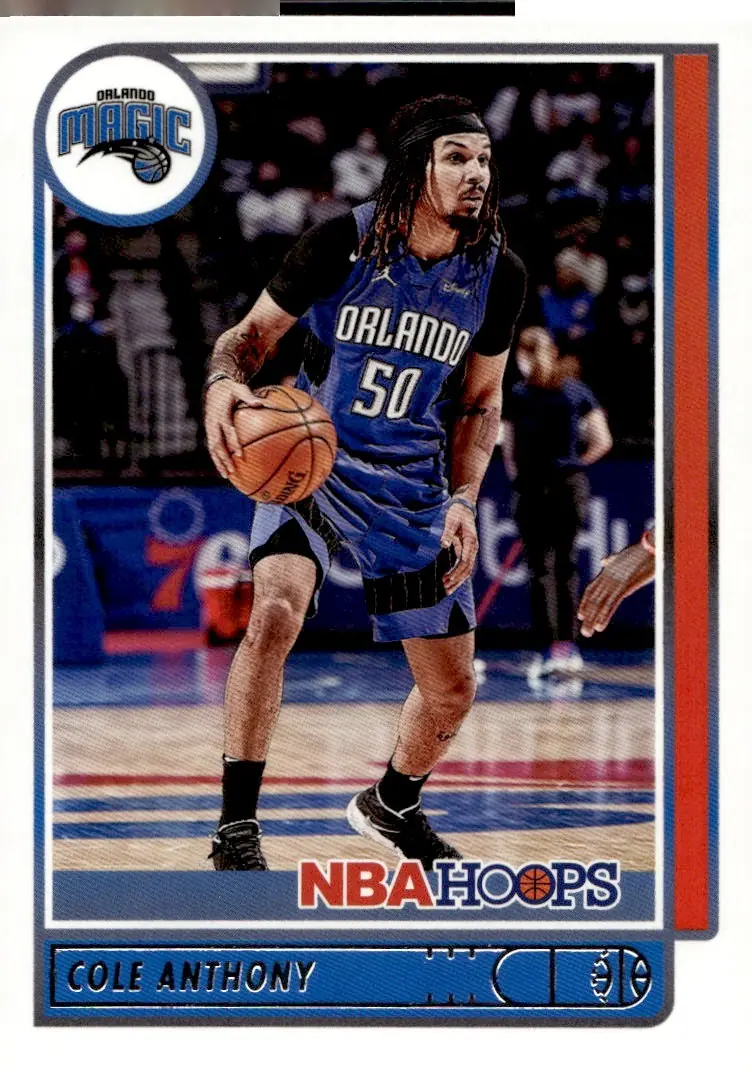 2021-22 NBA Hoops #12 Cole Anthony (front)