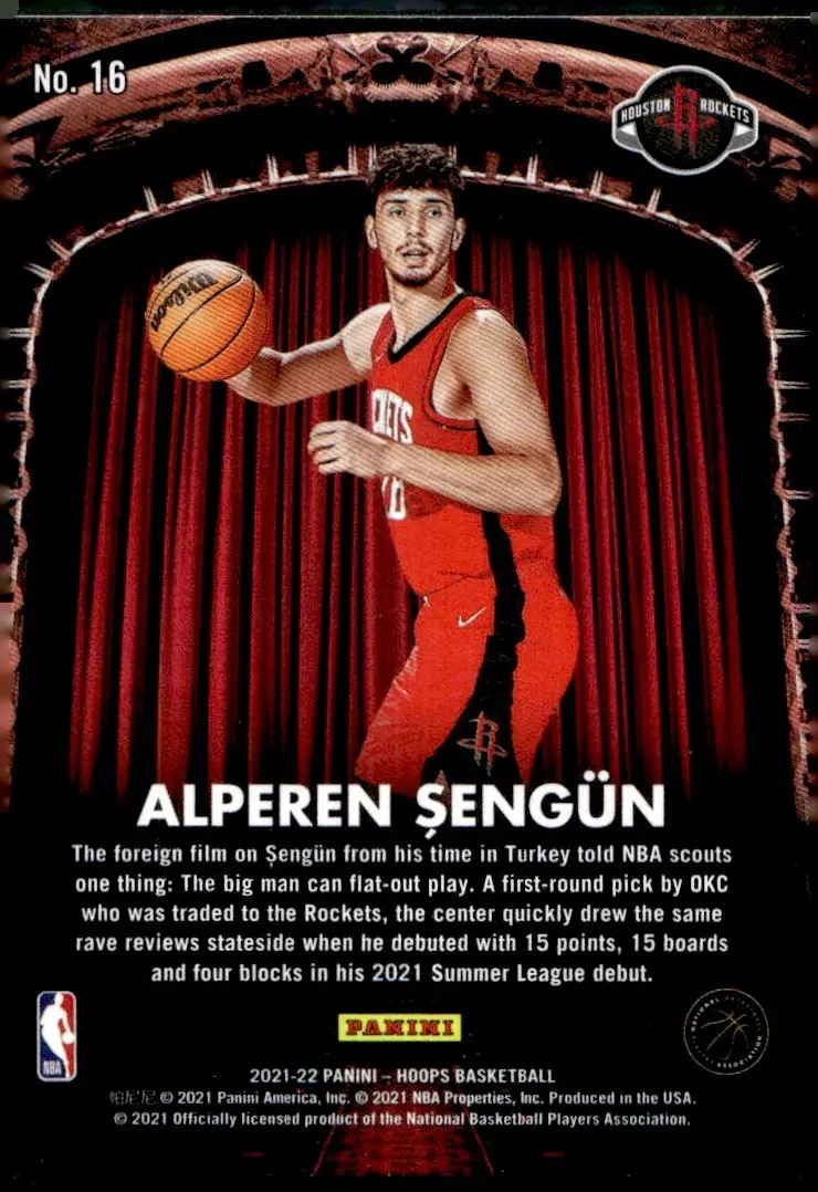 2021-22 NBA Hoops #16 Alperen Şengün (back)