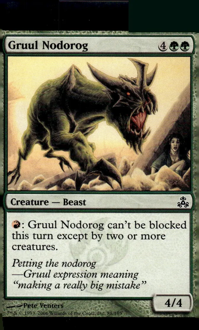 2006 Guildpact (GPT) #88/165 Gruul Nodorog (Creature — Beast); art by Pete Venters (front)