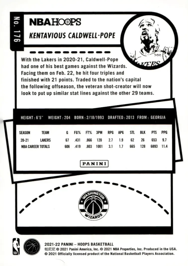 2021-22 NBA Hoops #176 Kentavious Caldwell-Pope (back)