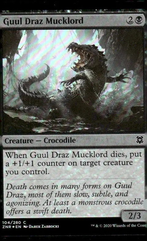 2020 Zendikar Rising (ZNR) #104/280 Guul Draz Mucklord (Creature — Crocodile); art by Darek Zabrocki – Foil
