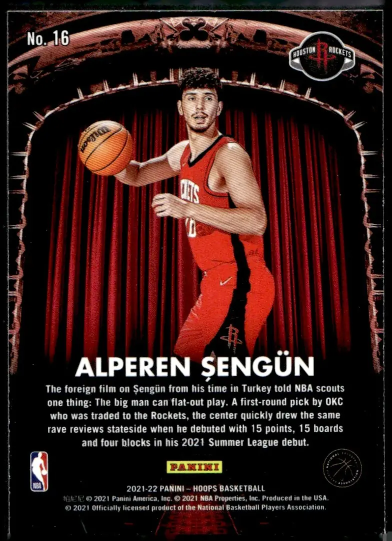 2021-22 NBA Hoops #16 Alperen Şengün (back)