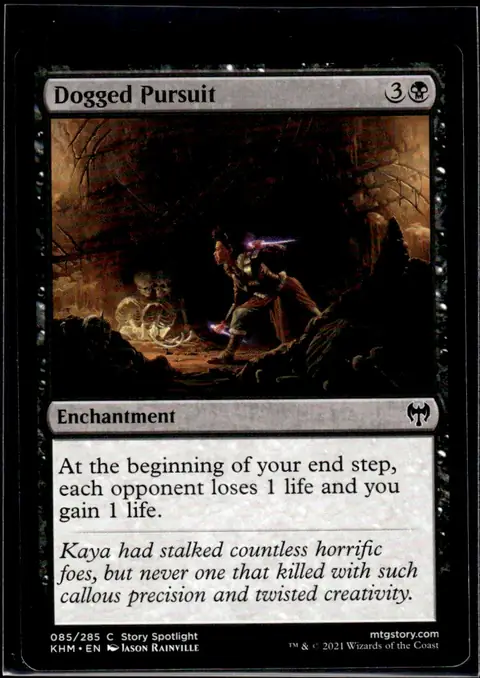 2021 Kaldheim (KHM) #085/285 Dogged Pursuit (card name); art by Jason Rainville