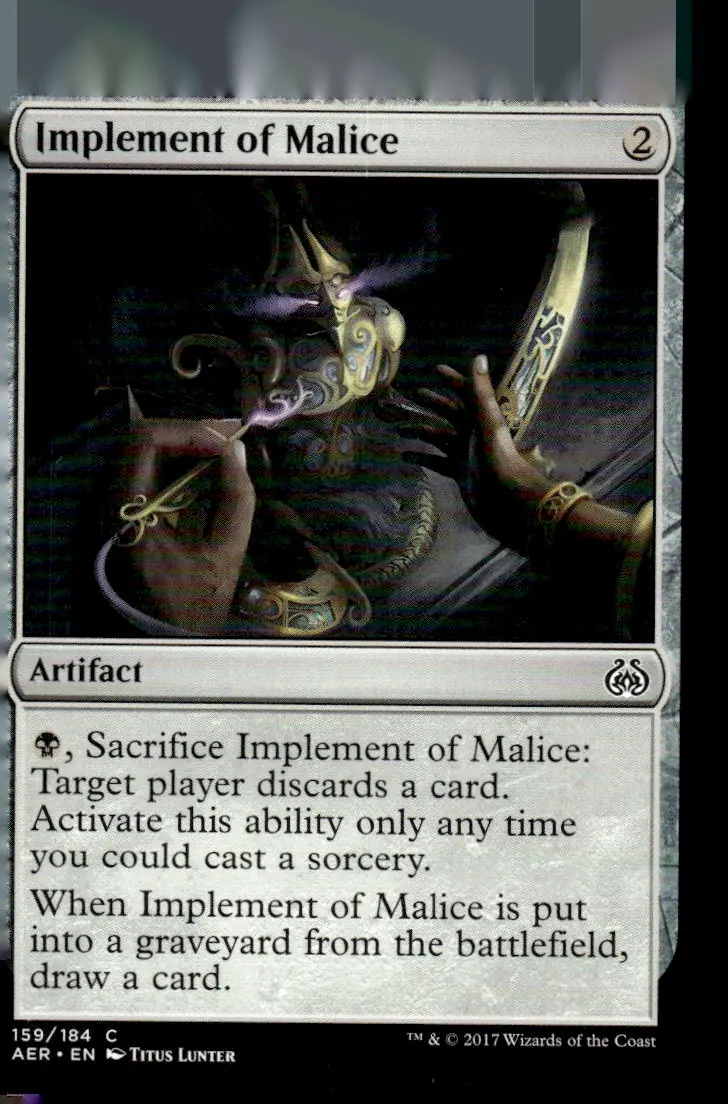 2017 Aether Revolt (AER) #159/184 Implement of Malice (front)