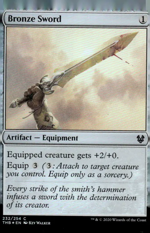 2020 Theros Beyond Death (THB) #232/254 Bronze Sword (Artifact — Equipment); art by Kev Walker – Traditional foil