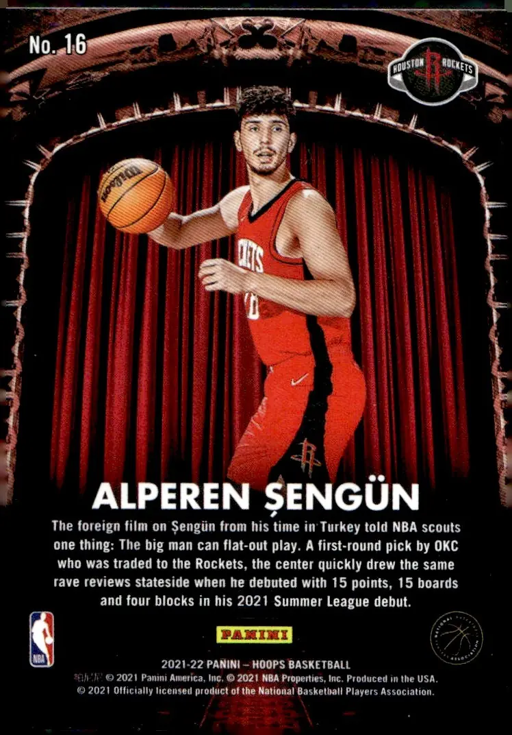 2021-22 NBA Hoops #16 Alperen Şengün (back)