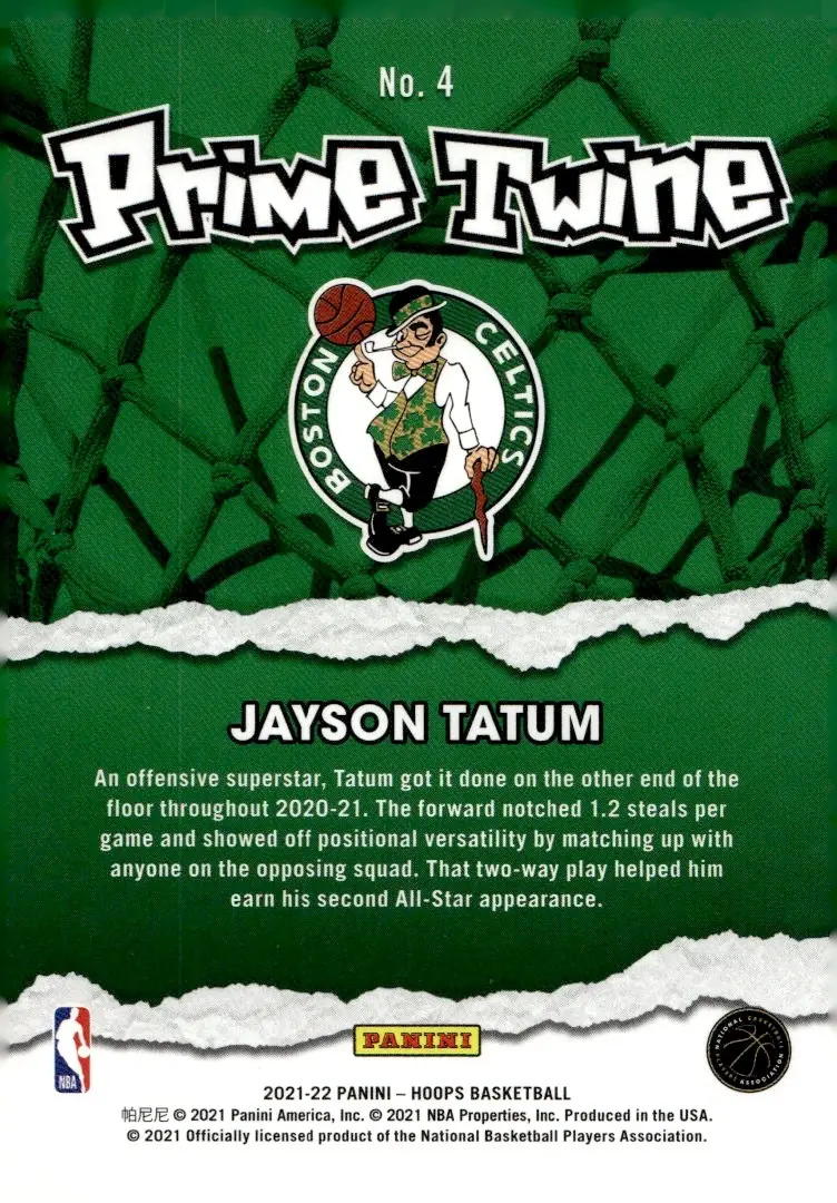 2021-22 NBA Hoops #4 Jayson Tatum (back)