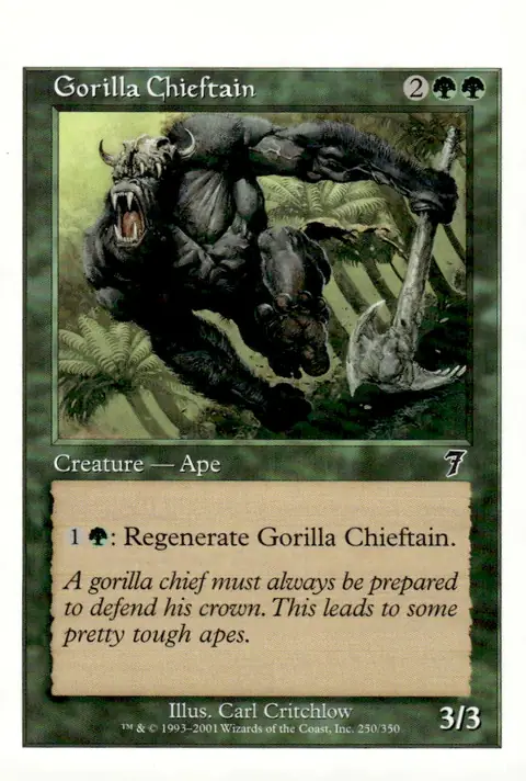 2001 Magic: The Gathering - Seventh Edition (7th Edition, 7ED) #250/350 Gorilla Chieftain (Creature — Ape); artist Carl Critchlow