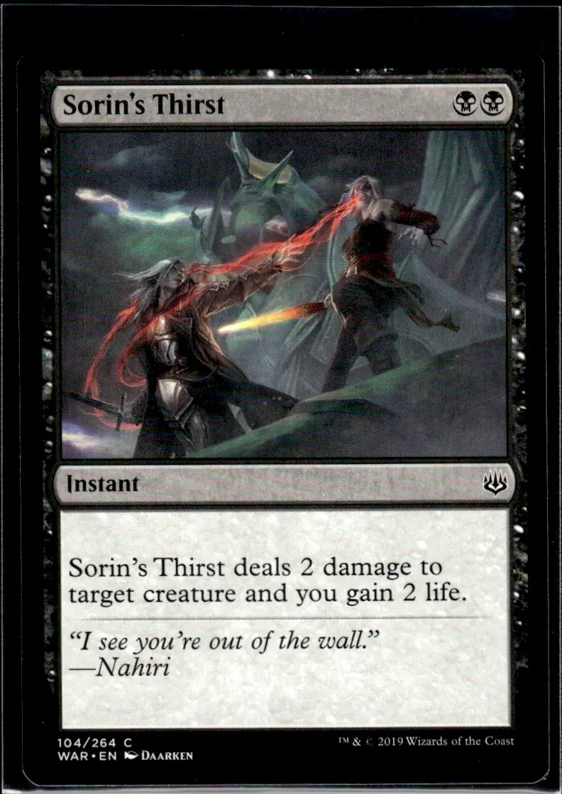 2019 War of the Spark (WAR) #104/264 Sorin's Thirst (front)
