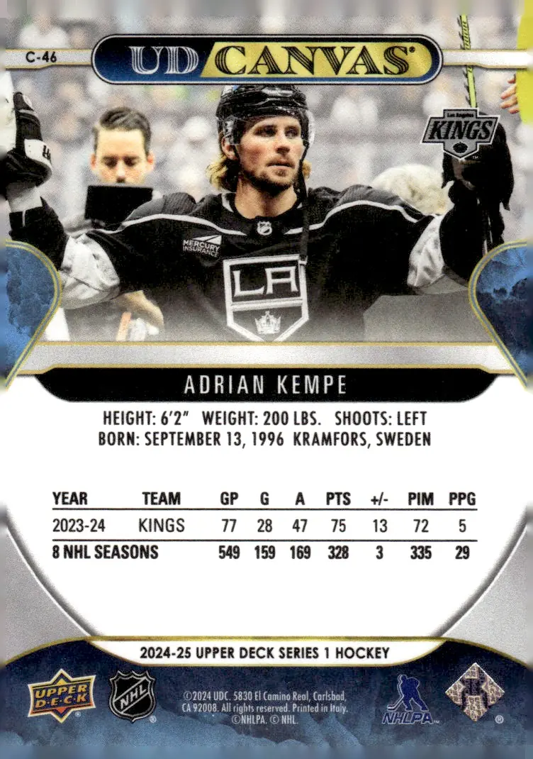 2024-25 Upper Deck Series 1 #C-46 Adrian Kempe (back)