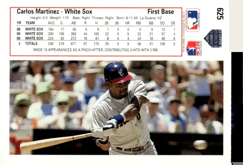 1991 Upper Deck #625 Carlos Martinez (back)