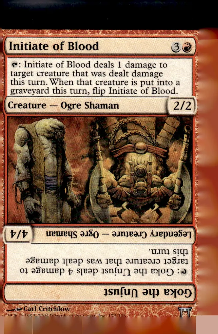 2004 Champions of Kamigawa #173/306 Initiate of Blood // Goka the Unjust (front)