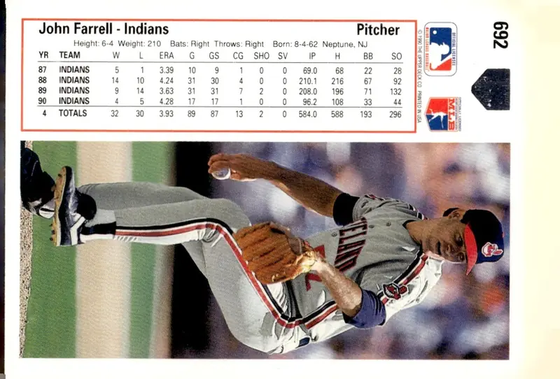 1991 Upper Deck #692 John Farrell (back)