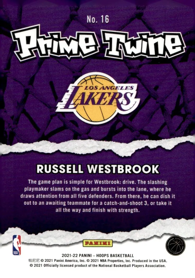 2021-22 NBA Hoops #16 Russell Westbrook (back)