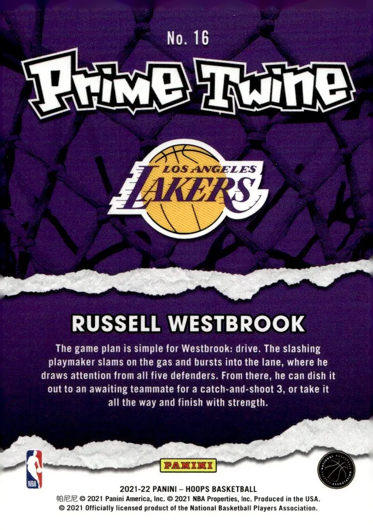 2021-22 NBA Hoops #16 Russell Westbrook (back)