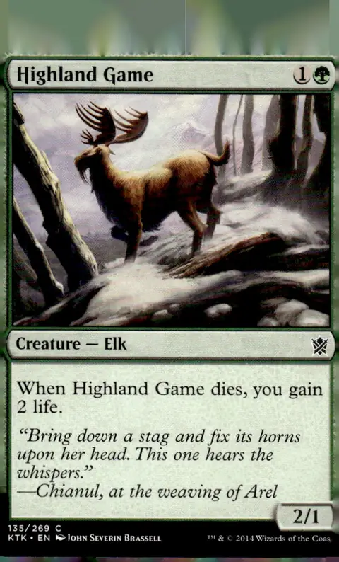 2014 Magic: The Gathering - Khans of Tarkir (KTK) #135/269 Highland Game (Creature - Elk); art by John Severin Brassell