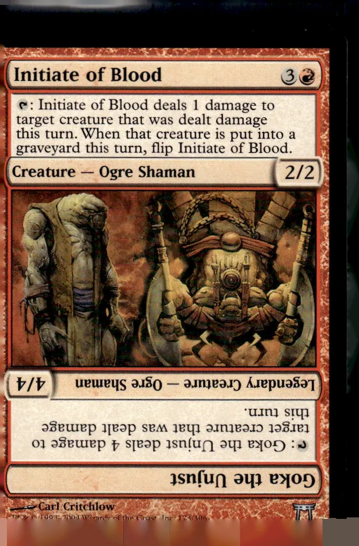 2004 Champions of Kamigawa #173/306 Initiate of Blood // Goka the Unjust (front)