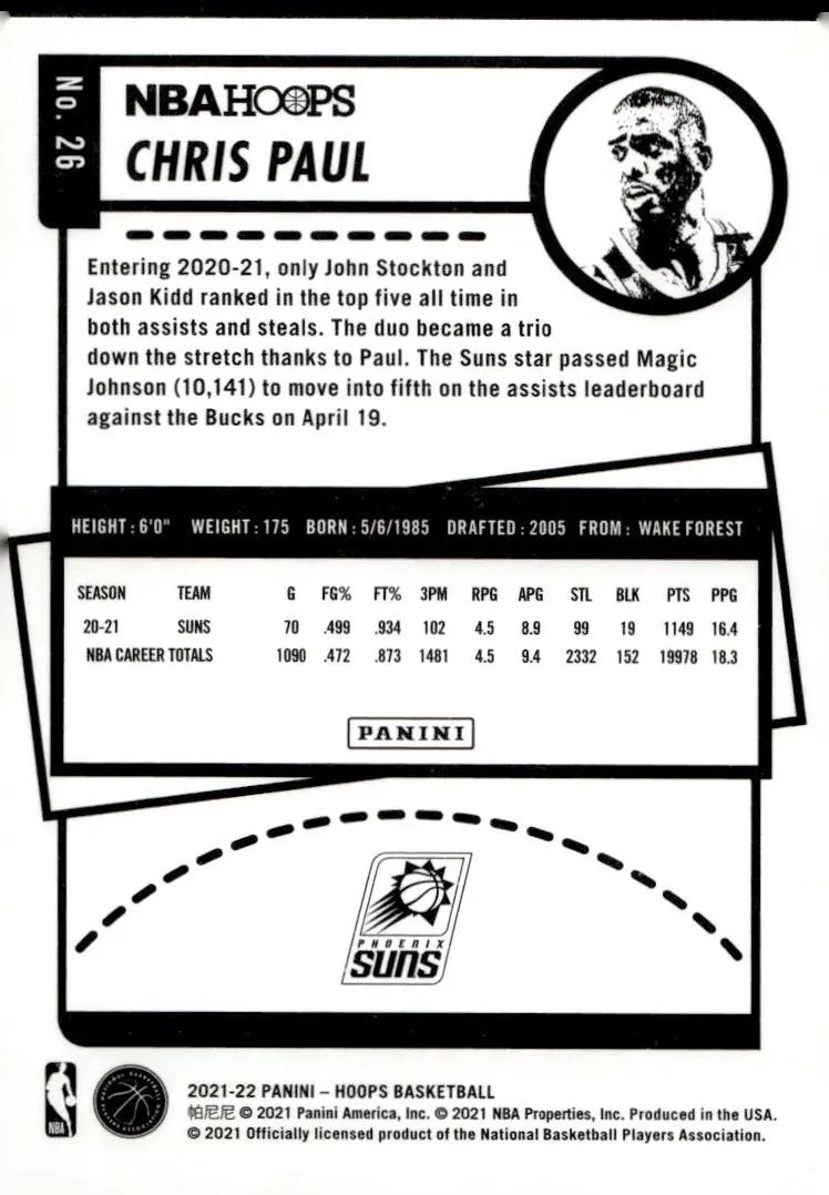 2021-22 NBA Hoops #26 Chris Paul (back)