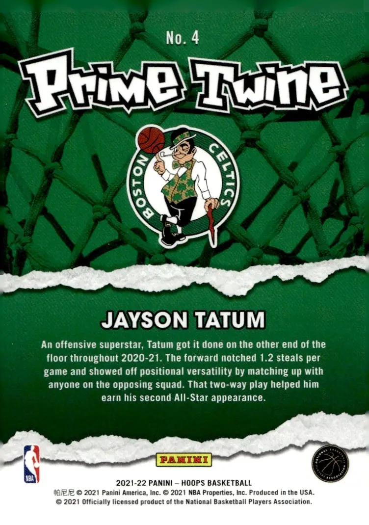 2021-22 NBA Hoops #4 Jayson Tatum (back)