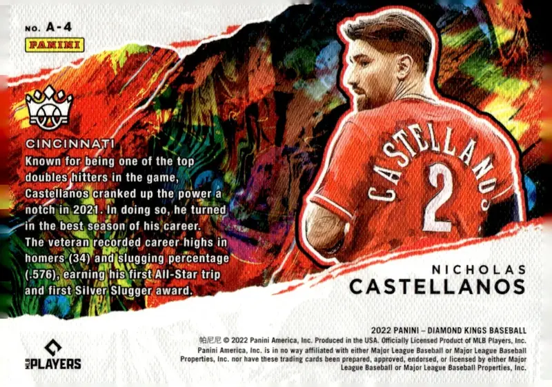 2022 Panini Diamond Kings #A-4 Nicholas Castellanos (back)