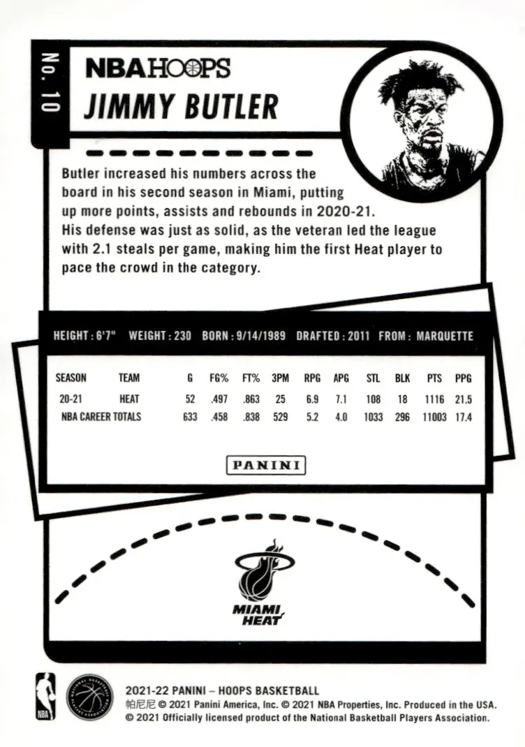 2021-22 NBA Hoops #10 Jimmy Butler (back)