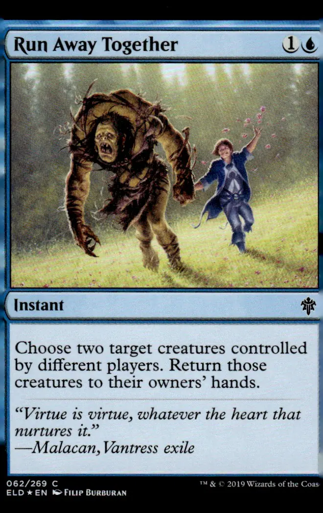 2019 Magic: The Gathering - Throne of Eldraine (ELD) #062/269 Run Away Together (card name); art by Filip Burburan – Traditional Foil (front)