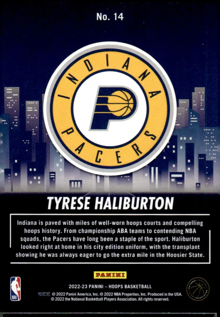 2022-23 NBA Hoops #14 Tyrese Haliburton (back)