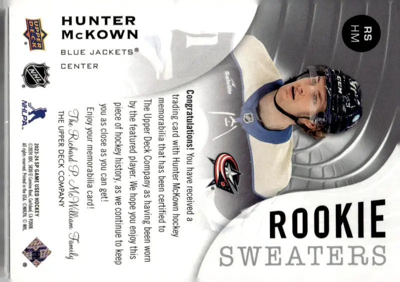 2023-24 SP Game Used #RS-HM Hunter McKown (back)