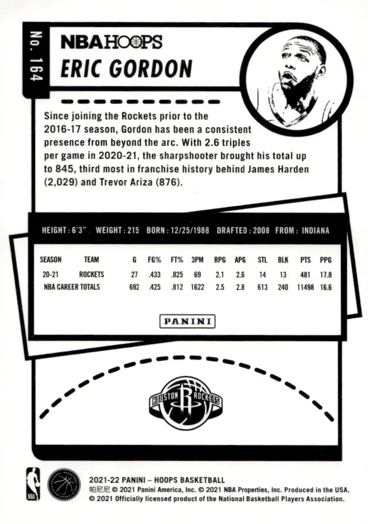 2021-22 NBA Hoops #164 Eric Gordon (back)