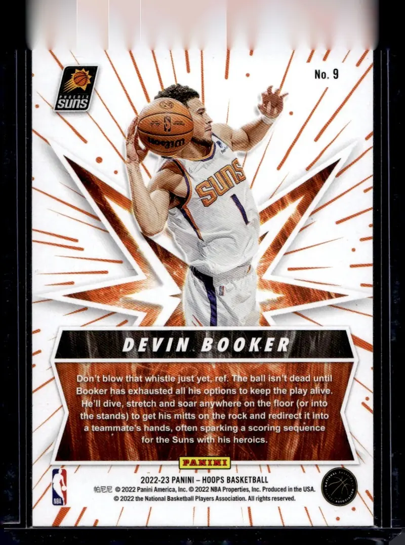 2022-23 NBA Hoops #9 Devin Booker – Holo (back)